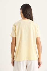 Aksesuarlı Kısa Kollu Pamuklu T-Shirt 60602041 - Tereyağ