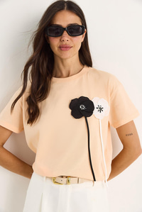 Aksesuarlı Kısa Kollu Pamuklu T-Shirt 60602041 - Yavru Ağzı
