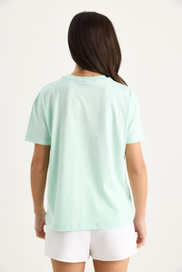 Aksesuarlı Kısa Kollu Pamuklu T-Shirt 60602041 - Mint Yeşili