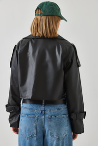 Aller Detay Crop Deri Ceket 2607 60351263 - Siyah
