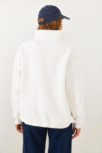 arım Fermuarlı USA Baskılı Dik Yaka Sweatshirt 60251880 - Beyaz SWEATSHİRT modelleri