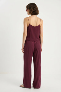 Askılı Dokuma Modal Bluz Pantolon Alt-Üst Takım 9298 60281024 - Koyu Bordo ALT - ÜST TAKIM modelleri
