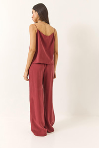 Askılı Dokuma Modal Bluz Pantolon Alt-Üst Takım 9298 60281024 - Bordo