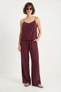 Askılı Dokuma Modal Bluz Pantolon Alt-Üst Takım 9298 60281024 - Koyu Bordo ALT - ÜST TAKIM modelleri