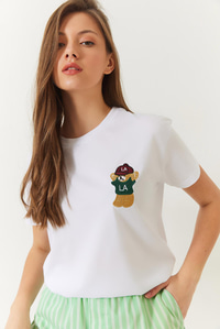 Ayıcık Baskılı Tshirt 60602007 - Beyaz