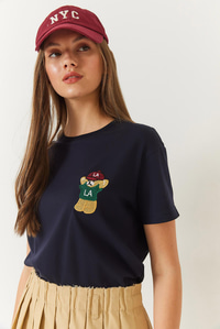 Ayıcık Baskılı Tshirt 60602007 - Lacivert