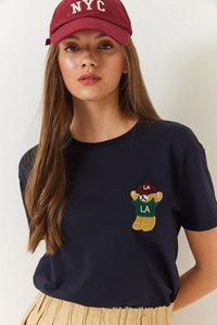 Ayıcık Baskılı Tshirt 60602007 - Lacivert
