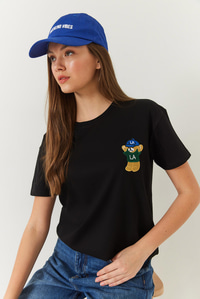 Ayıcık Baskılı Tshirt 60602007 - Siyah