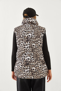 Balıkçı Yaka Leopar Desenli Şişme Yelek 938128 60351234 - Siyah-Camel