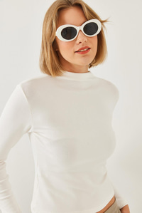 Basic Bluz 2069 60351133 - Beyaz BLUZ modelleri
