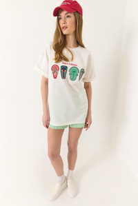 Baskılı Oversize Kısa Kollu Basic T-Shirt 60284034 - Beyaz