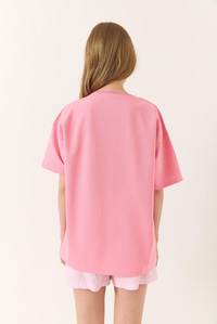 Baskılı Oversize Kısa Kollu Basic T-Shirt 60284034 - Pembe
