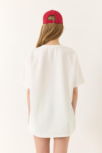Baskılı Oversize Kısa Kollu Basic T-Shirt 60284034 - Beyaz