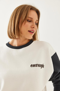 Baskılı Parçalı Sweatshirt 60351255 - Beyaz-Gri