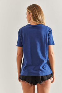 Baskılı Penye Tshirt 60171020 - Mavi T-SHİRT modelleri