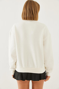 Baskılı Sweatshirt MBHS020 60601020 - Ekru