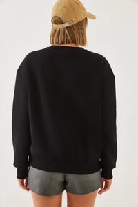 Baskılı Sweatshirt MBHS020 60601020 - Siyah