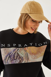 Baskılı Sweatshirt MBHS020 60601020 - Siyah