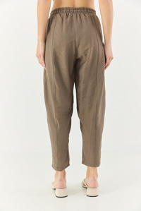 Beli Bağlamalı Cep Detaylı Havuç Kesim Yazlık Pantolon 3878 60281041 - Cappuccino
