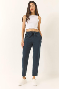 Beli Bağlamalı Paça Detaylı Cepli Keten Havuç Pantolon YP5134 60283180 - Lacivert