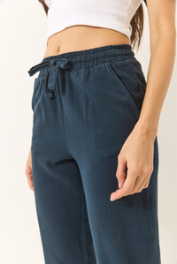 Beli Bağlamalı Paça Detaylı Cepli Keten Havuç Pantolon YP5134 60283180 - Lacivert