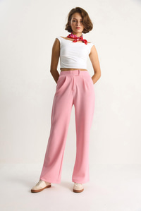 Beli Cırtlı Rahat Palazzo Pantolon 3826 60261150 - Toz Pembe PANTOLON modelleri