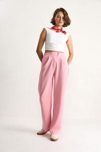 Beli Cırtlı Rahat Palazzo Pantolon 3826 60261150 - Toz Pembe PANTOLON modelleri