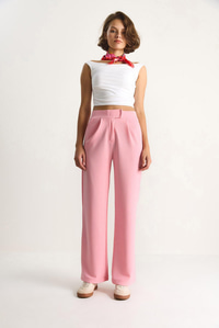 Beli Cırtlı Rahat Palazzo Pantolon 3826 60261150 - Toz Pembe PANTOLON modelleri