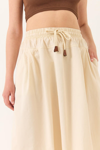 Beli Lastikli Bağlama Detaylı Cepli Poplin Etek YE4348 60283181 - Bej