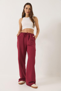 Beli Lastikli Cep Detaylı Palazzo Keten Pantolon 80182 60271083 - Bordo