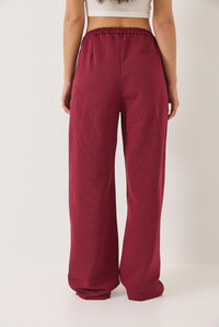 Beli Lastikli Cep Detaylı Palazzo Keten Pantolon 80182 60271083 - Bordo