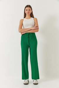 Beli Lastikli Fitilli Palazzo Pantolon 20223118 - Yeşil PANTOLON modelleri
