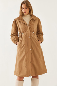 Beli Lastikli Uzun Yağmurluk 5939 60351240 - Camel
