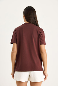 Bianco Lucci Bisiklet Yaka Çiçek Aksesuarlı Kısa Kollu T-Shirt 60602060 - Kahve