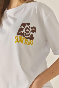 Bisiklet Çiçek Grafik Baskılı Oversize Pamuklu T-Shirt 60284050 - Beyaz