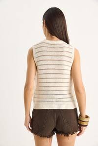 Bisiklet Yaka Ajurlu Basic Triko Bluz 20258009 - Ekru
