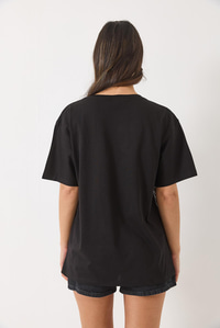 Bisiklet Yaka Kısa Kollu Boncuk Taş Baskılı Salaş T-Shirt 60283037 - Siyah