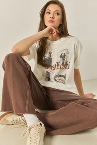 Bisiklet Yaka Kısa Kollu Doğal Baskılı Pamuklu Basic T-Shirt ÖT251042 60283311 - Bej