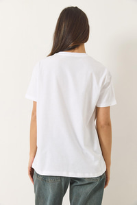 Bisiklet Yaka Kısa Kollu Nakışlı Kabartma Aksesuarlı T-Shirt 60602024 - Beyaz