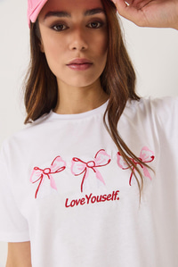 Bisiklet Yaka Kısa Kollu Nakışlı T-Shirt 60602023 - Beyaz