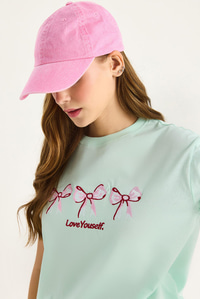 Bisiklet Yaka Kısa Kollu Nakışlı T-Shirt 60602023 - Mint Yeşili