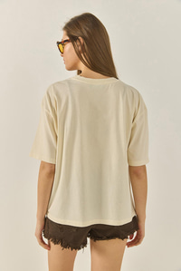 Bisiklet Yaka Kısa Kollu Teddy Baskılı Pamuklu Basic T-Shirt ÖT251045 60283312 - Bej