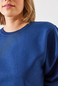 Bisiklet Yaka Şardonlu Basic Crop Sweatshirt 60251797 - Lacivert SWEATSHİRT modelleri