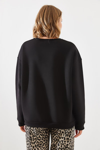 Bisiklet Yaka Şardonlu Fermuar Detaylı Basic Sweatshirt 60251796 - Siyah SWEATSHİRT modelleri