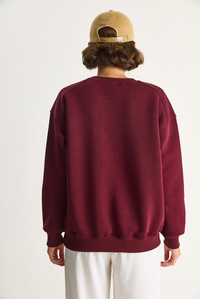 Bisiklet Yaka Teddy Nakış Detaylı Sweat 60284066 - Bordo SWEATSHİRT modelleri