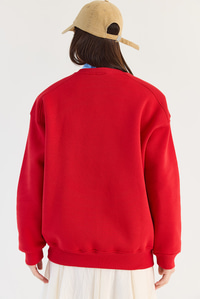 Bisiklet Yaka Teddy Nakış Detaylı Sweat 10417 60284066 - Kırmızı SWEATSHİRT modelleri