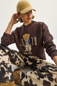 Bisiklet Yaka Teddy Nakış Detaylı Sweat 10417 60284066 - Kahverengi SWEATSHİRT modelleri