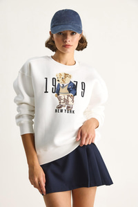 Bisiklet Yaka Teddy Nakış Detaylı Sweat 60284066 - Beyaz SWEATSHİRT modelleri