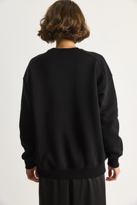 Bisiklet Yaka Teddy Nakış Detaylı Sweat 60284066 - Siyah SWEATSHİRT modelleri