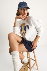 Bisiklet Yaka Teddy Nakış Detaylı Sweat 60284066 - Beyaz SWEATSHİRT modelleri
